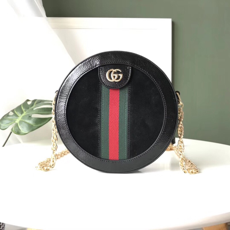 550618 GUCCI 2018新款 Ophidia系列 印花图案 织带 链式圆饼包多色 
