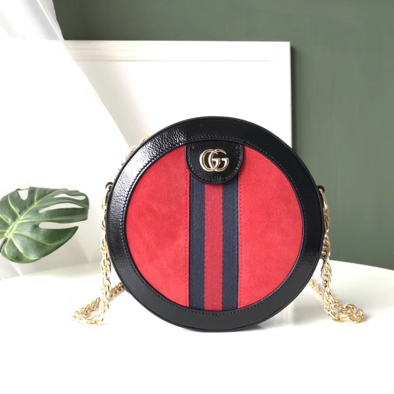 550618 GUCCI 2018新款 Ophidia系列 印花图案 织带 链式圆饼包多色 