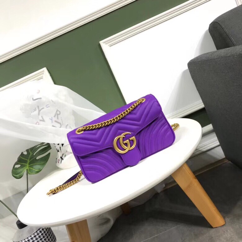 443497 GUCCI GG Marmont系列 绗缝 中号 链条肩背包 