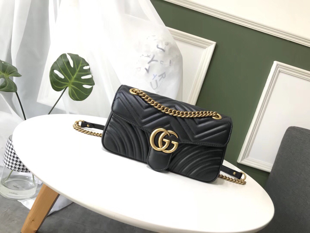 443497 GUCCI GG Marmont系列 绗缝 中号 链条肩背包 