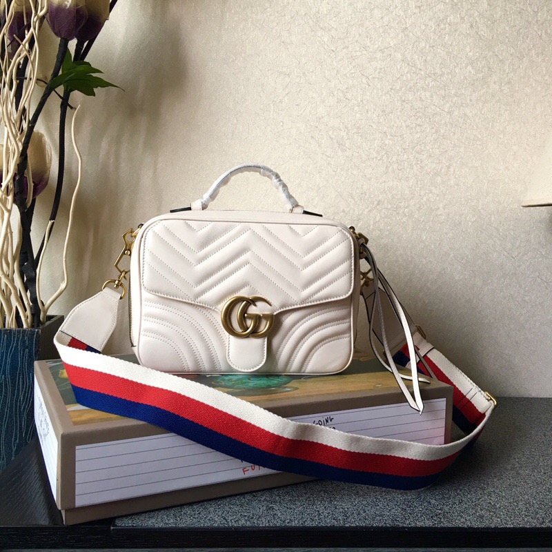 498100 Gucci GG Marmont系列 绗缝 翻盖 肩背包 