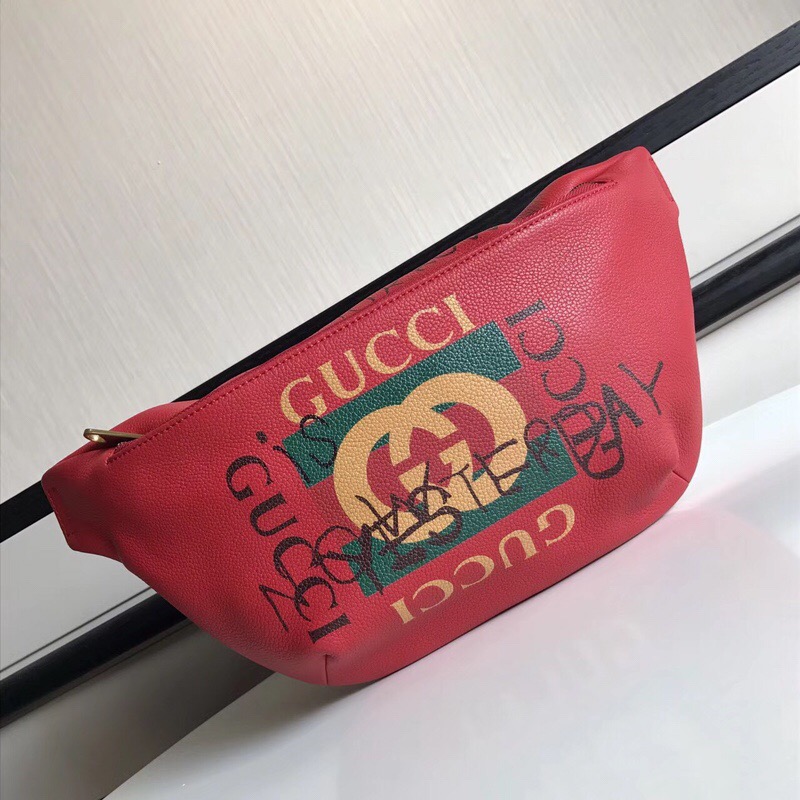 493869 GUCCI 新款大货 进口牛皮 彩印涂鸦 休闲腰包