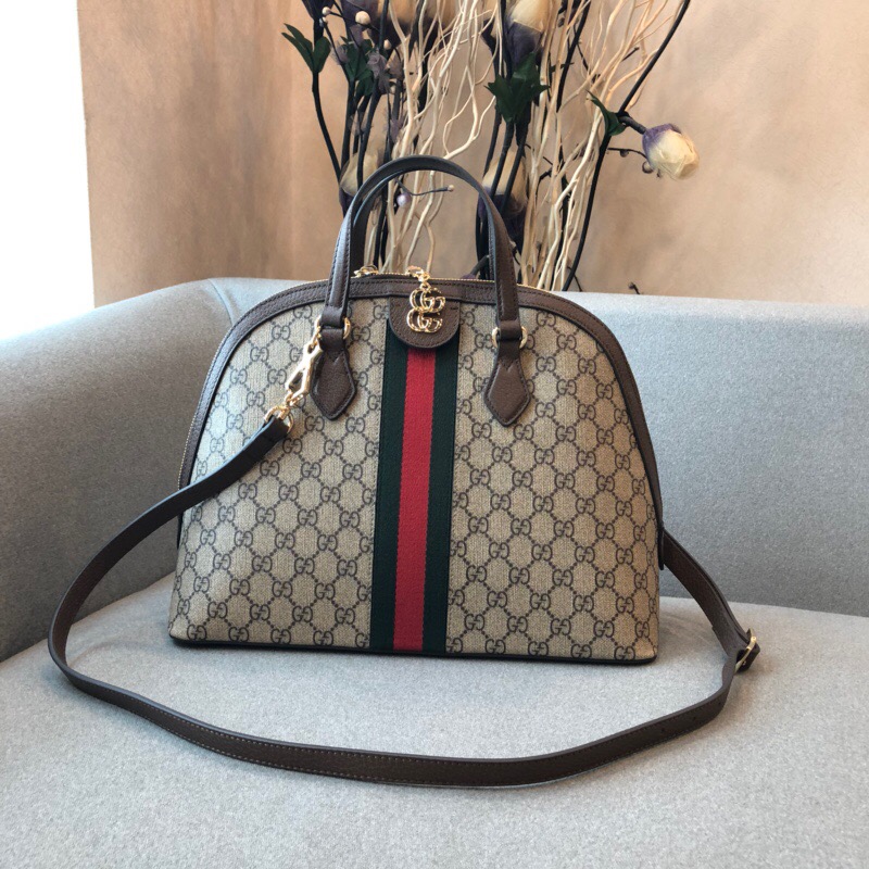 524533 Gucci Ophidia系列 GG图案 复古风 经典手提包贝壳包 啡色