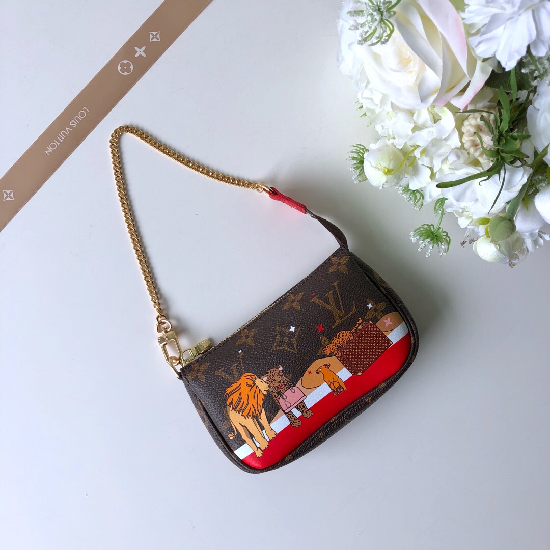 M63830 LV Mini Pochette Accessoires 小手袋 LV老花帆布狮子图案女包