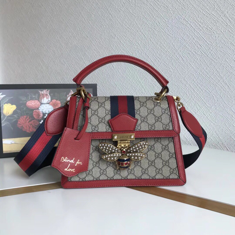 Gucci古奇2018新款女包金属蜜蜂真皮手提包476541 DVUST