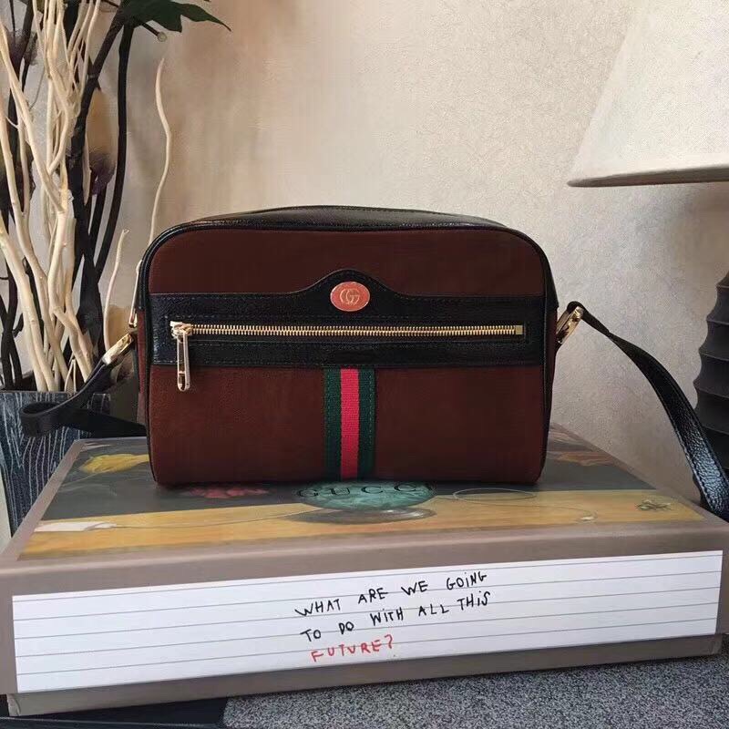 517080 GUCCI Ophidia系列 高级人造帆布 小号肩背 乌木色