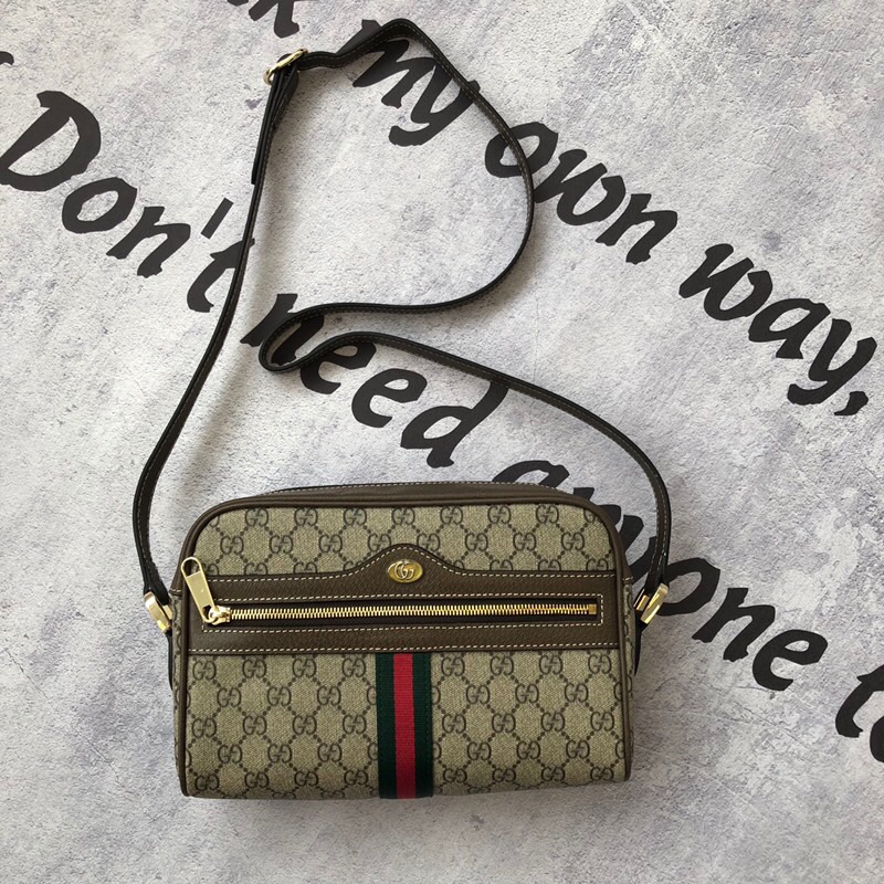 517080 GUCCI Ophidia系列 高级人造帆布 小号肩背 乌木色