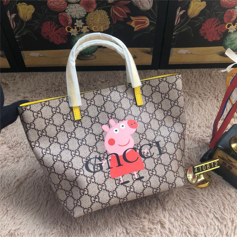 Gucci/古奇 卡通彩色LOGO印花双面儿童手提购物袋单肩女包410812