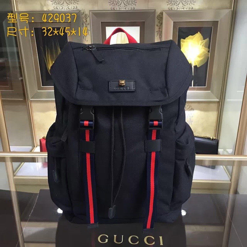 429037 GUCCI 古驰 Techpack 刺绣装饰 双肩背包 黑色