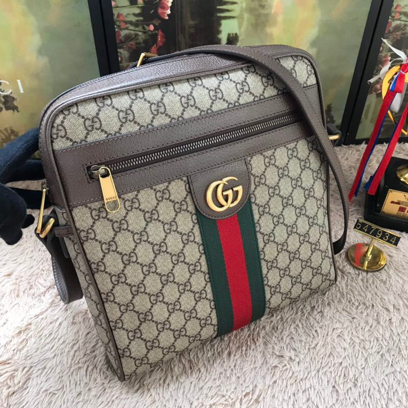 Gucci/古驰 Ophidia中号GG红绿织带邮差包单肩斜挎包547934