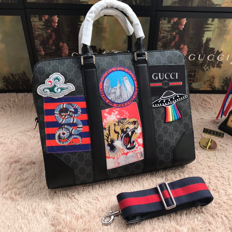 474135 GUCCI GG Supreme高级人造帆布 Gucci男包 Gucci公文包 