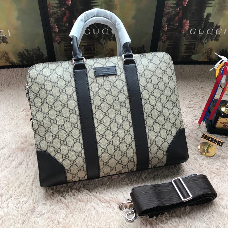 474135 GUCCI GG Supreme高级人造帆布 Gucci男包 Gucci公文包 