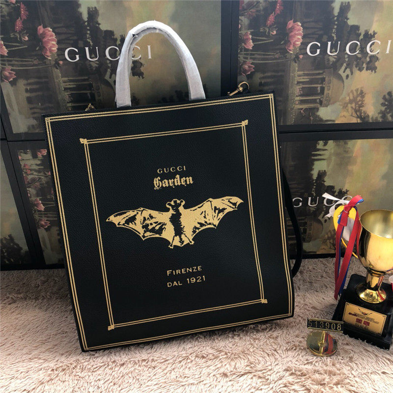 Gucci/古奇古驰限量款购物袋蝙蝠烫金设计印花，513908&513909