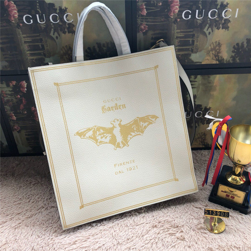 Gucci/古奇古驰限量款购物袋蝙蝠烫金设计印花，513908&513909