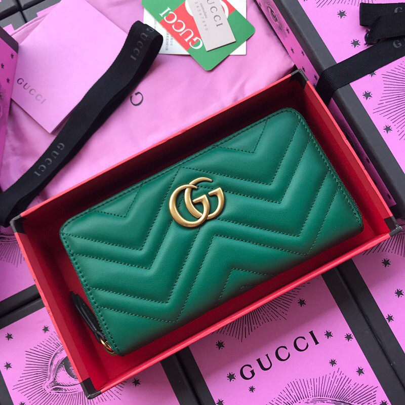 Gucci/古驰17新款GG Marmont拉链条皮夹钱包女包 443123DRW1T