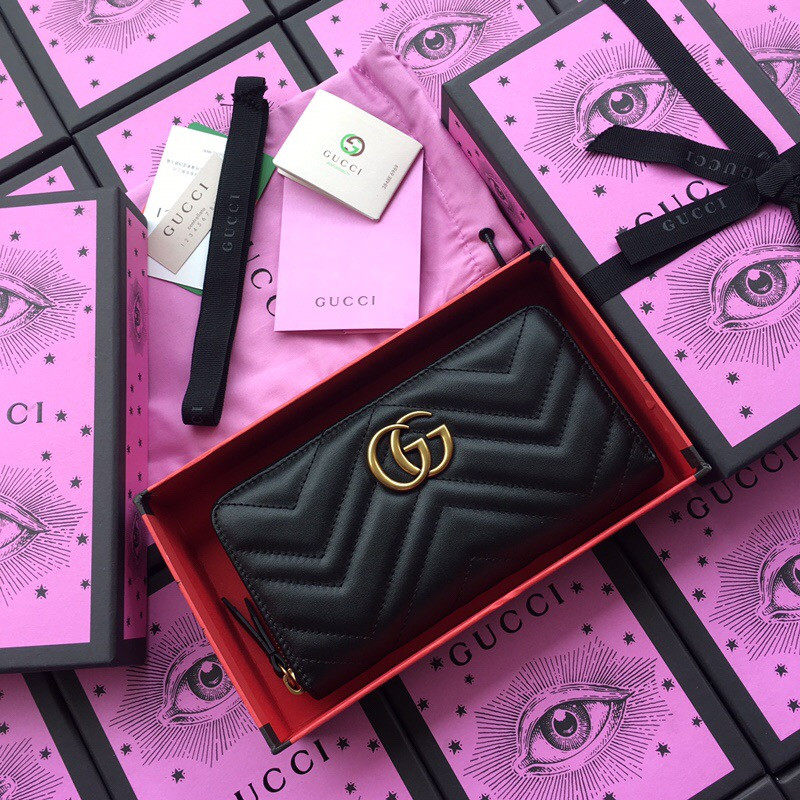 Gucci/古驰17新款GG Marmont拉链条皮夹钱包女包 443123DRW1T