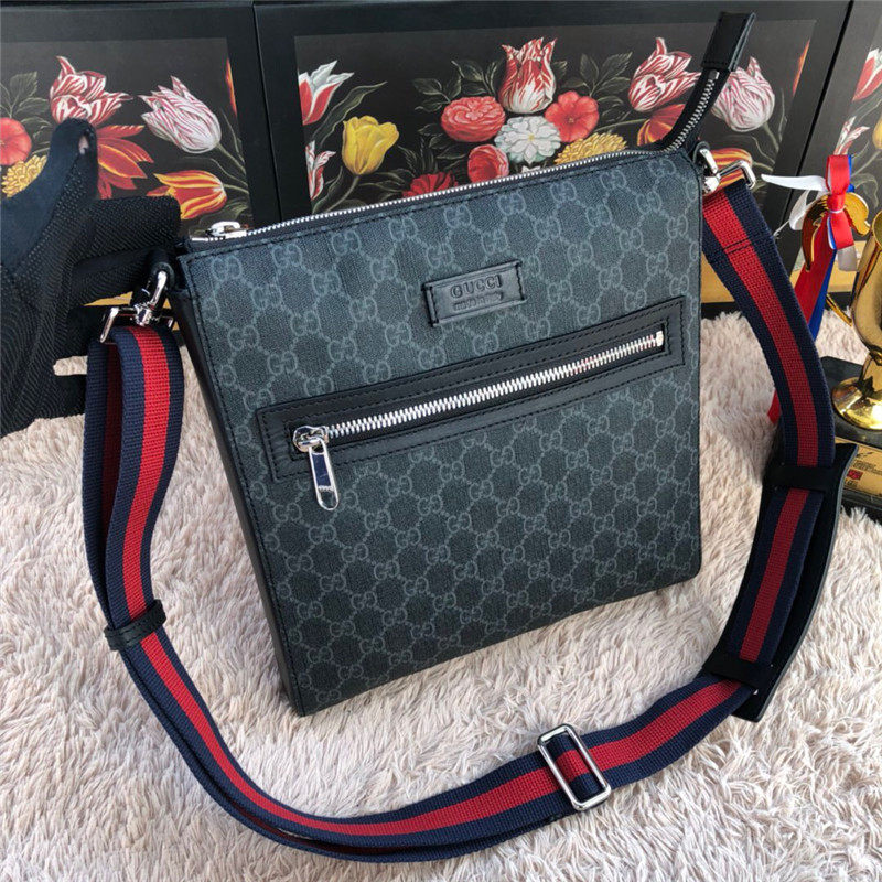 Gucci/古奇2018早春新款男士刺绣徽章邮差包?474137 9F23N 8850