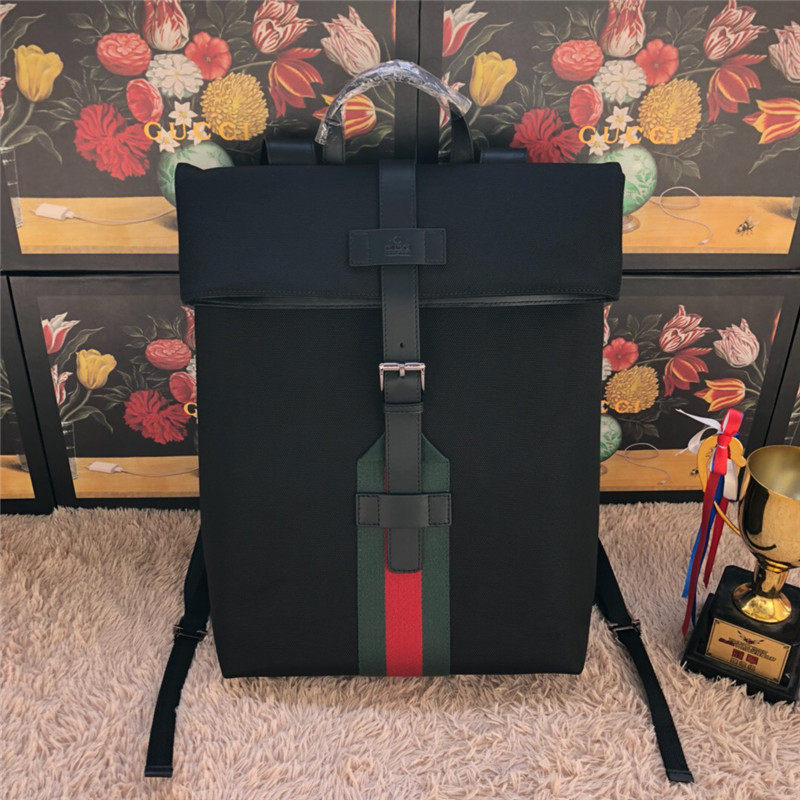 337075 GUCCI GG Supreme柔软高级人造帆布 侧边袋 双肩包