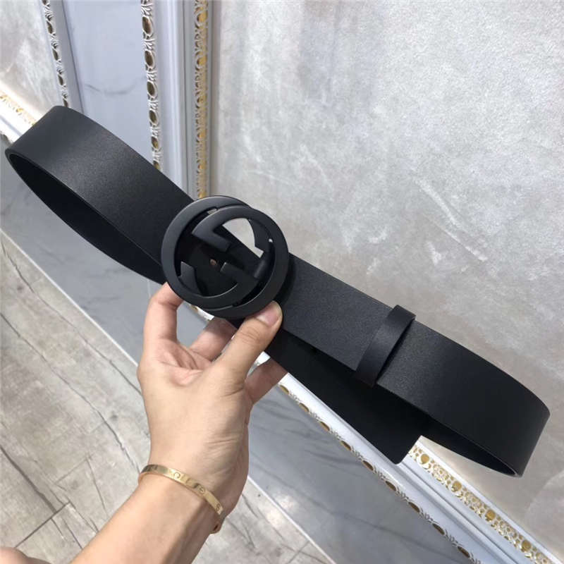 经典款双G 古奇男士皮带 Gucci皮带 Gucci时尚牛皮男士腰带 进口小牛皮 黑色