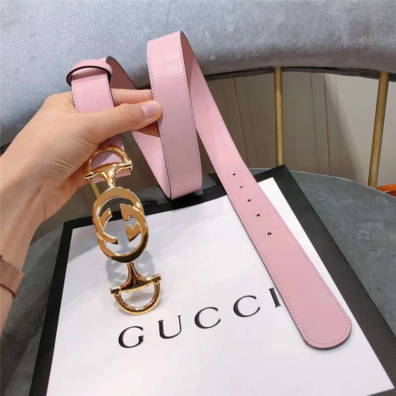Gucci 新款 进口原版小牛皮压花 女士腰带 双G扣头女士皮带