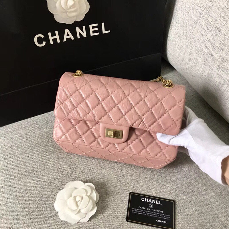 Chanel香奈儿女包中号cf2.55羊皮牛皮菱格链条女包单肩斜跨时尚包