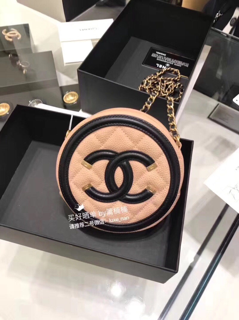 Chanel/香奈儿 双C logo小圆包圆饼链条单肩手拿包