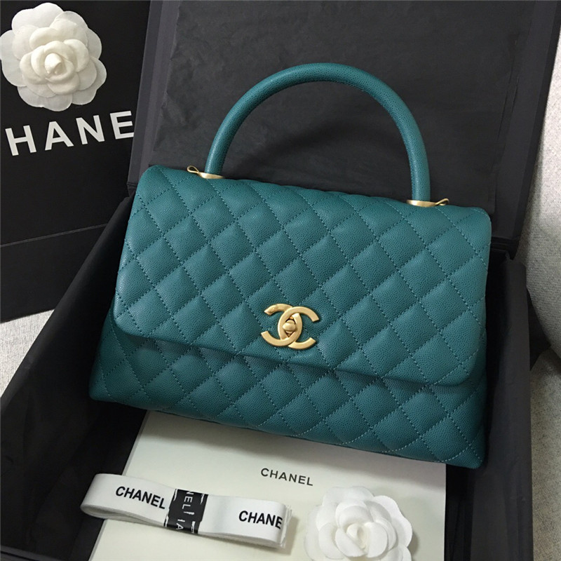 chanel/香奈儿包 coco handle牛皮蜥蜴皮手柄手提包单肩斜挎l链条包