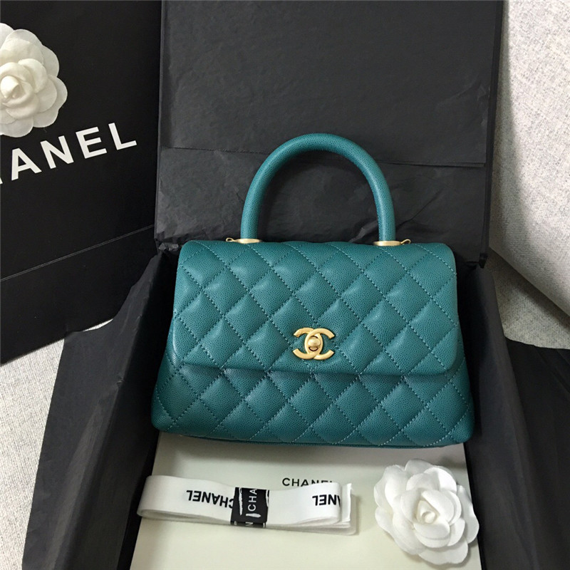 chanel/香奈儿包 coco handle牛皮蜥蜴皮手柄手提包单肩斜挎l链条包