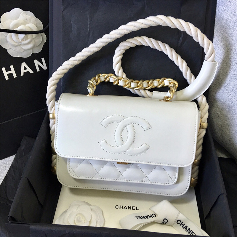 chanel/香奈儿 19SS早春度假系列复古单肩斜挎手提链条女士包油蜡牛皮