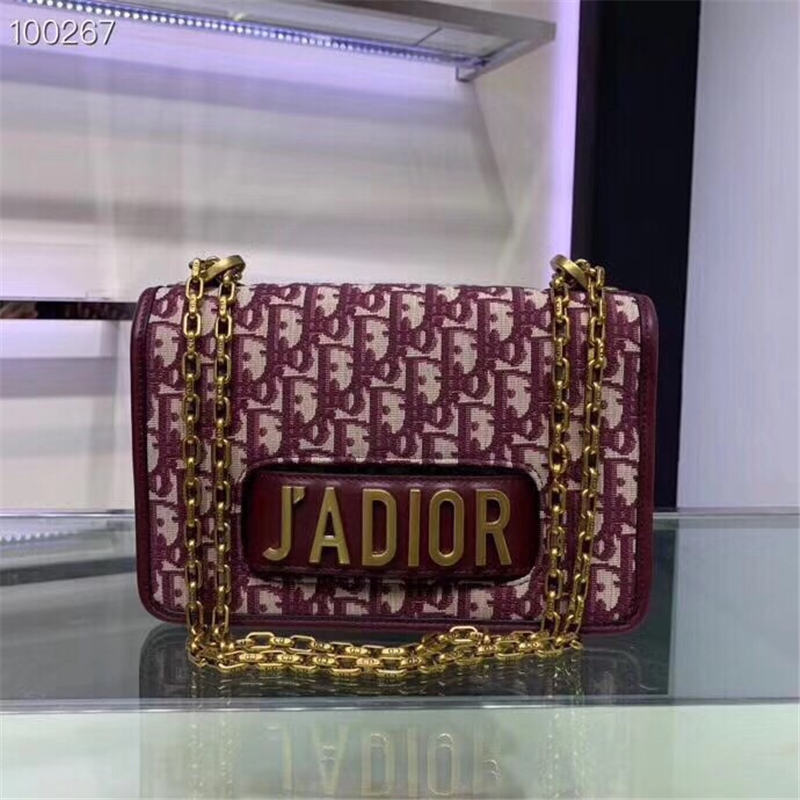 Dior迪奥 J'ADIOR 女包金属字母老花印花帆布翻盖宽肩带单肩斜挎包手拿包