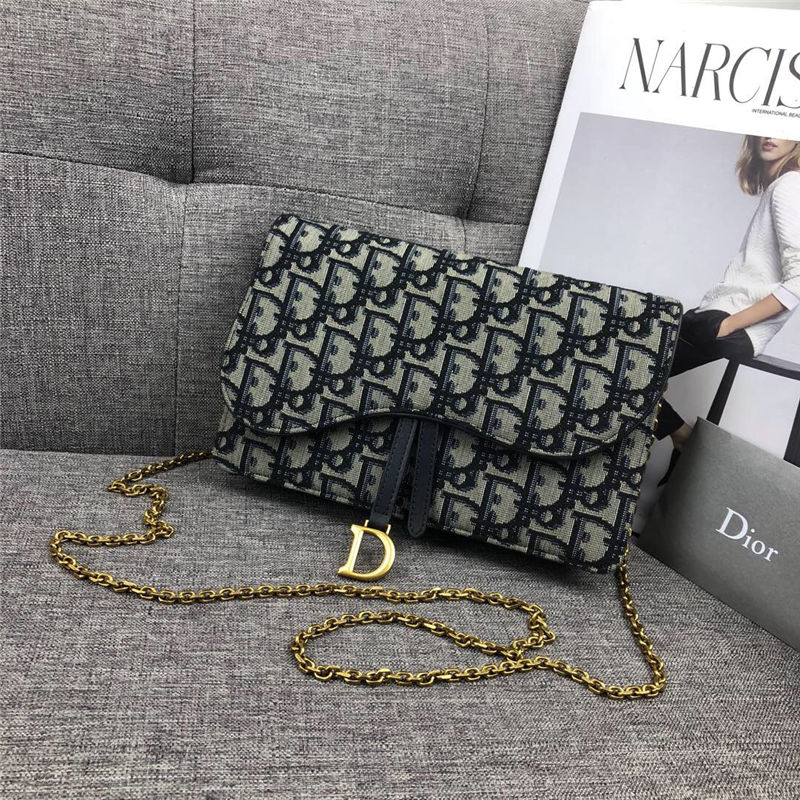 Dior/迪奥 新款 Dioraddict 翻盖印花logo帆布小方包链条包单肩斜挎包女包