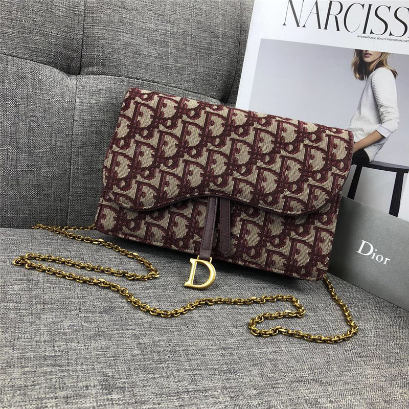 Dior/迪奥 新款 Dioraddict 翻盖印花logo帆布小方包链条包单肩斜挎包女包