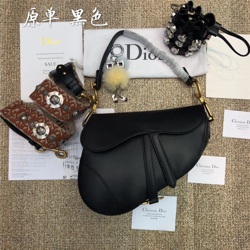 Dior/迪奥 18新款王子文同款Saddle复古刺绣帆布单肩斜跨手提马鞍包