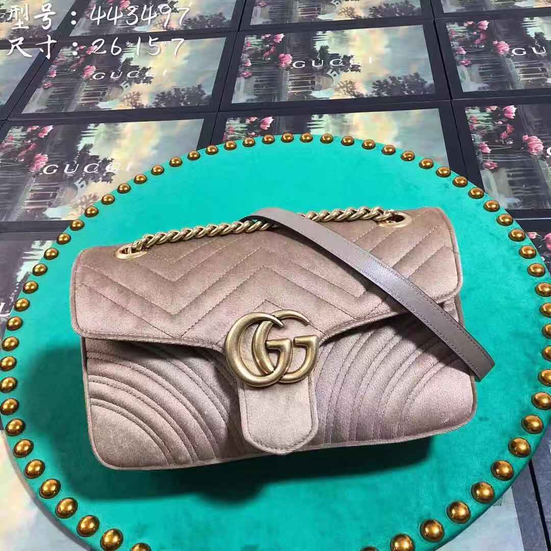 GUCCI GG Marmont velvet shoulder bag 26*15*7cm 443497