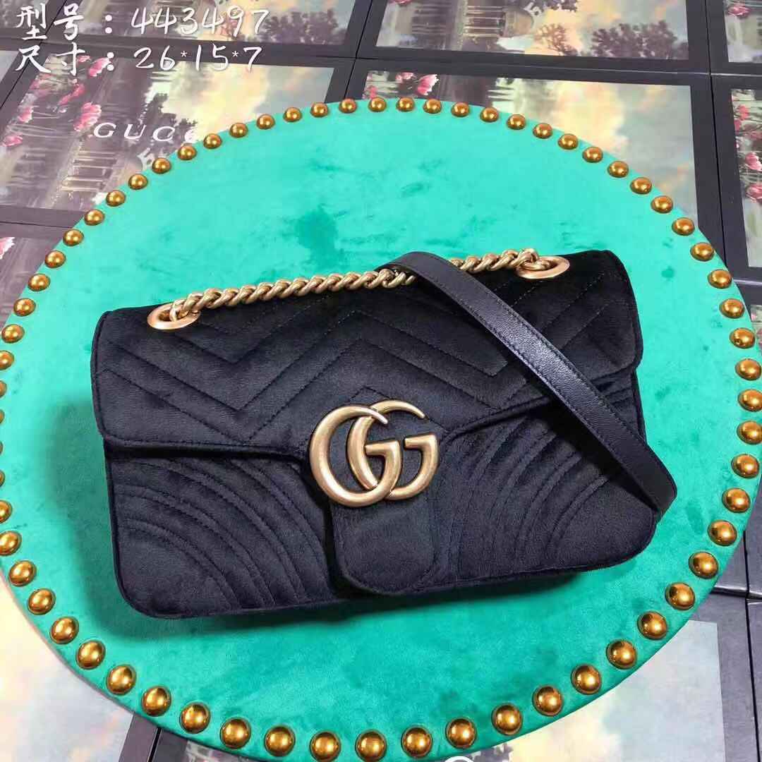 GUCCI GG Marmont velvet shoulder bag 26*15*7cm 443497