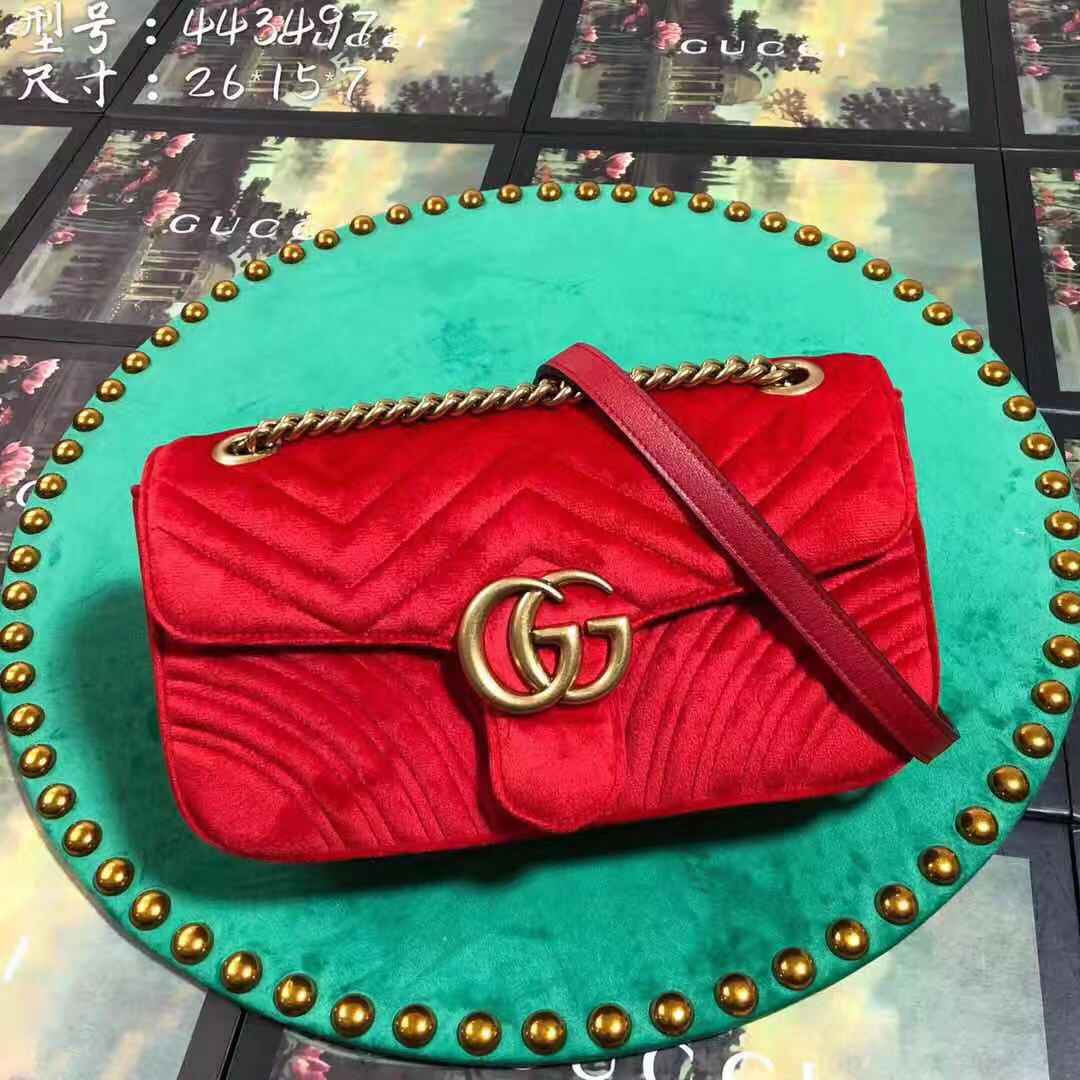 GUCCI GG Marmont velvet shoulder bag 26*15*7cm 443497