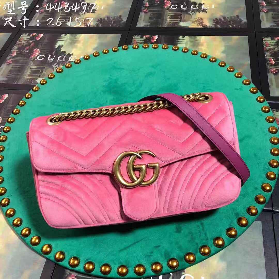 GUCCI GG Marmont velvet shoulder bag 26*15*7cm 443497