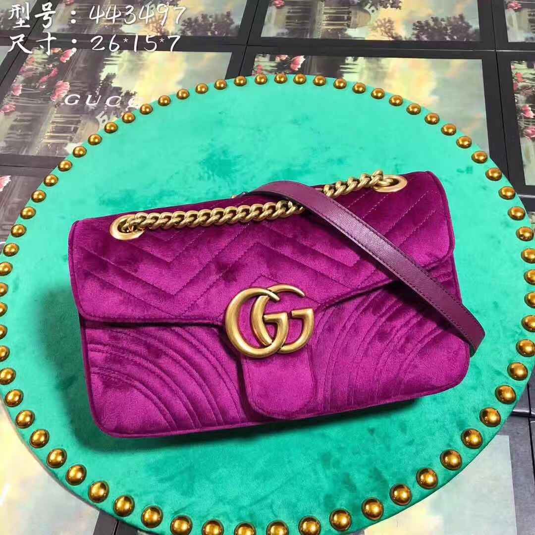 GUCCI GG Marmont velvet shoulder bag 26*15*7cm 443497