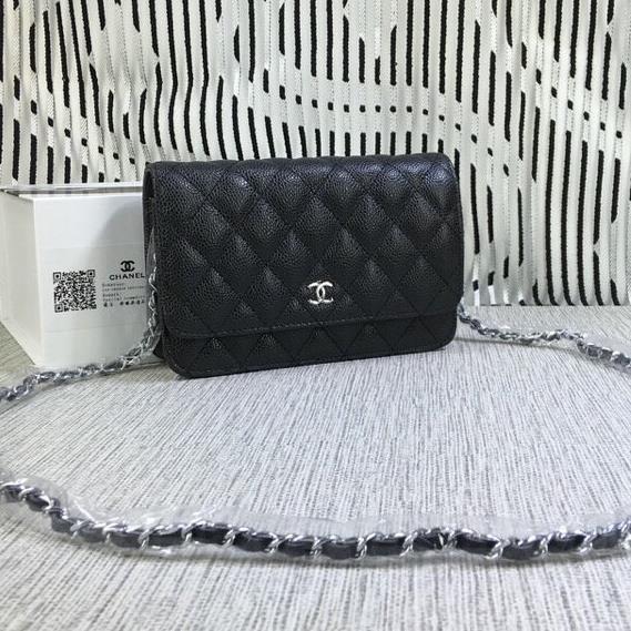 CHANEL WOC WOMENS HANDBAG SMALL BAG BLACK caviar 19X12CM