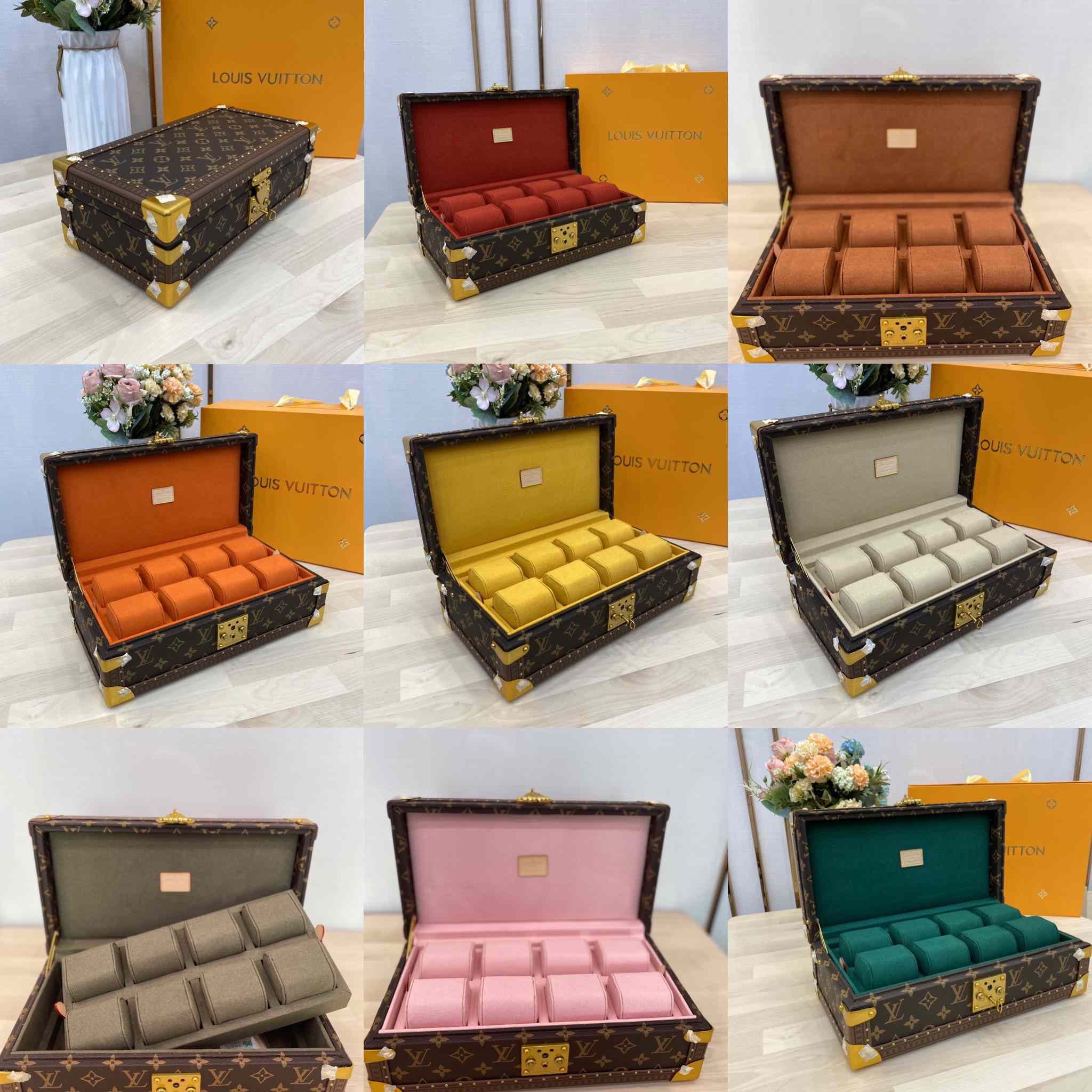 LV EIGHT 8 WATCHES CASE  34x19x11.5cm MANY COLORS