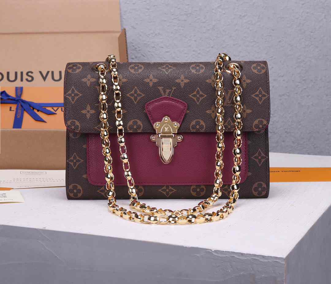 LV Victoire CHAIN HANDBAG M41730 27x17x10CM RED BLACK PURPLE