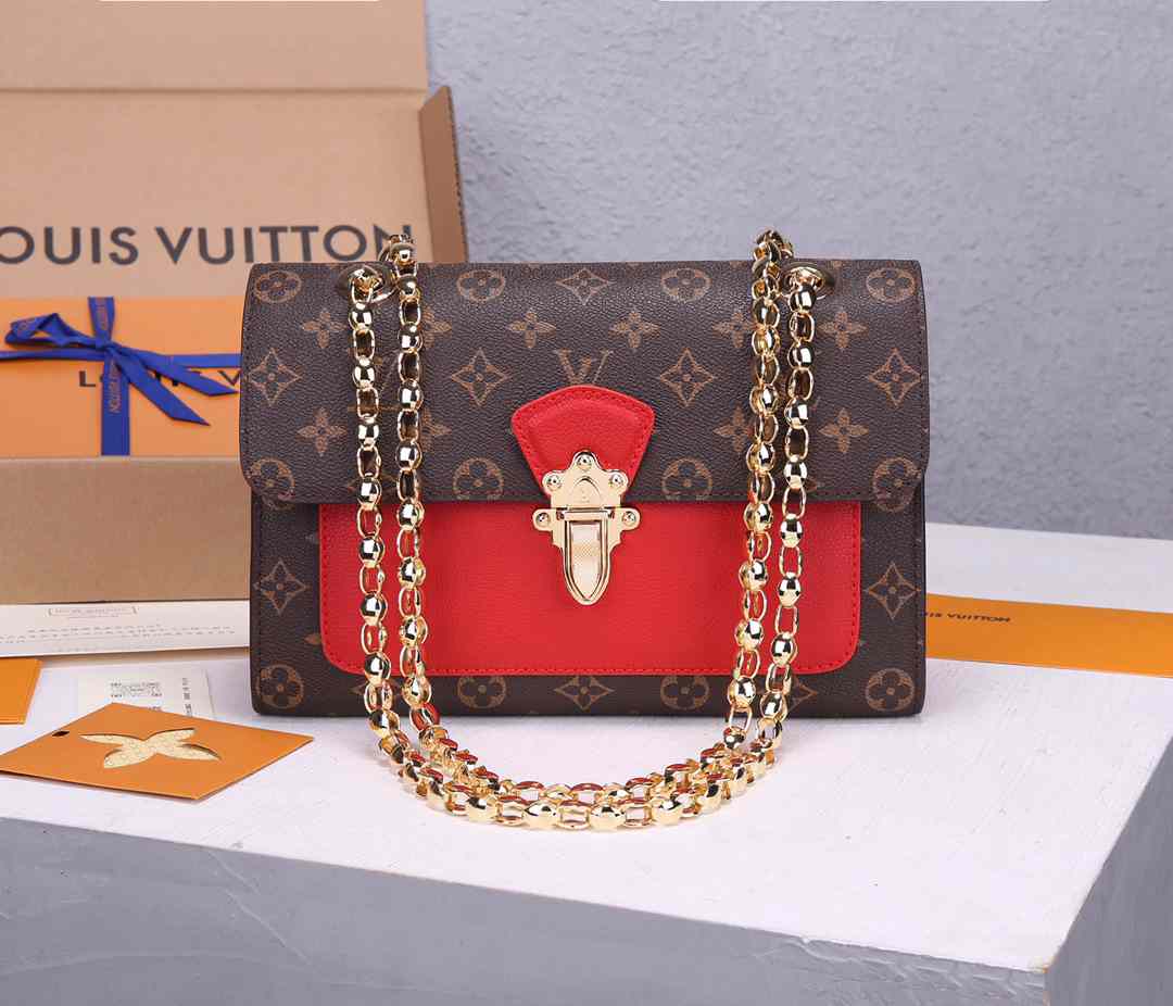 LV Victoire CHAIN HANDBAG M41730 27x17x10CM RED BLACK PURPLE