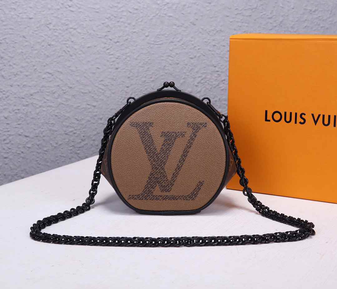 LV Boursicot Bo?te Chapeau Giant Monogram Reverse M45280 15x14x11CM