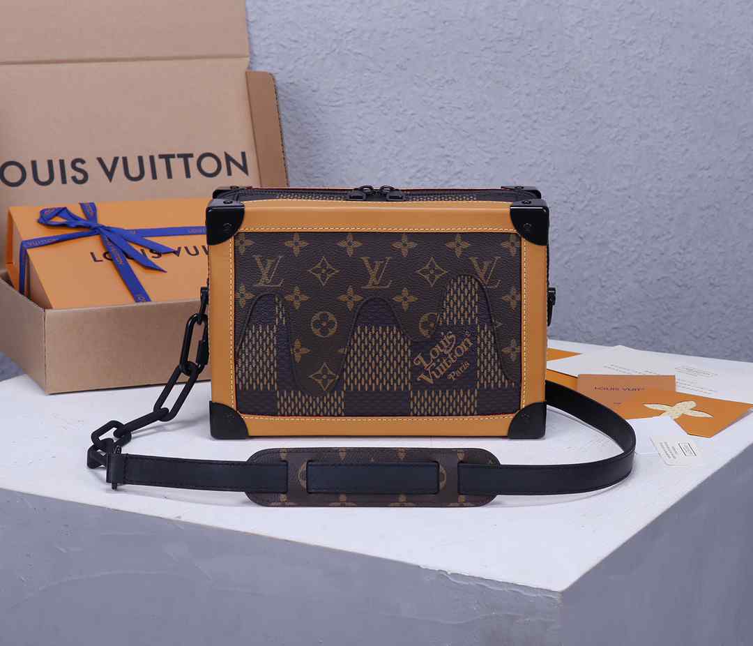 LV Virgil Abloh  Nigo SOFT TRUNK Giant Damier Ebene N40381 25x18x10CM