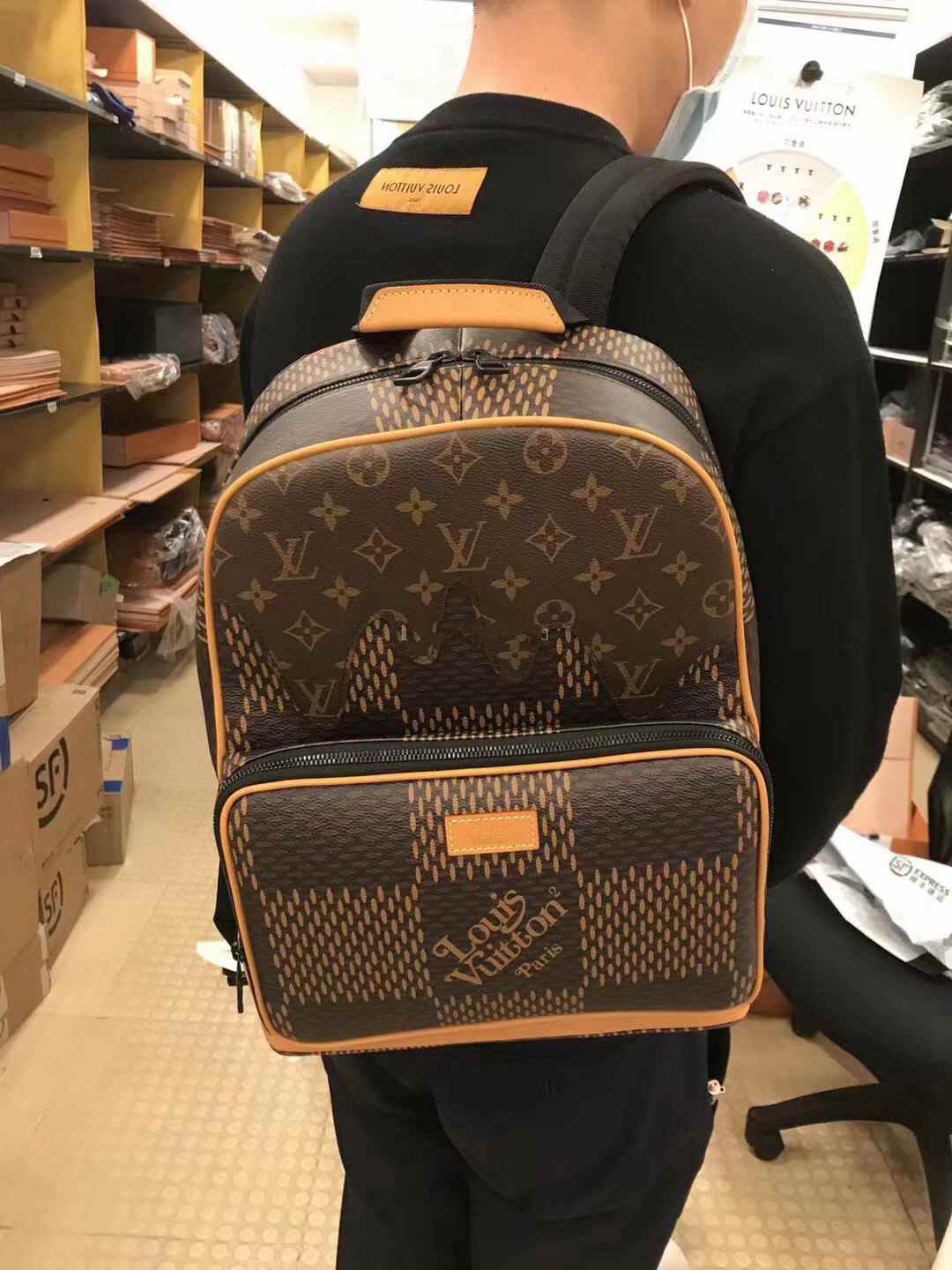 LV Campus BACKAPCK X Nigo Virgil Abloh Giant Damier Ebene N40380 30x39x13CM