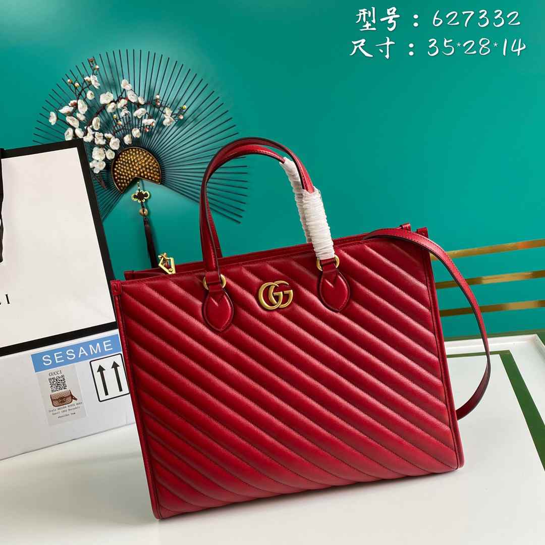 NEW GUCCI LEATHER HANDBAG 627332 W35?H28xD14cm RED WHITE BLACK