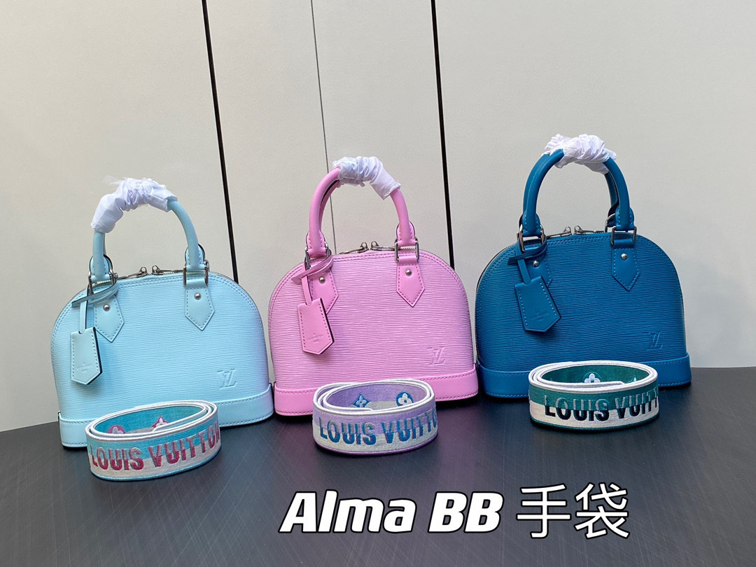 ALMA MINI PM M81945 NANO M22609松石绿 M22619蓝色 M22620粉色 水波纹贝壳包系列 M40302 Alma BB  M58706米白57341玫红57426蓝色57429橙色59217黑色 57540焦糖色