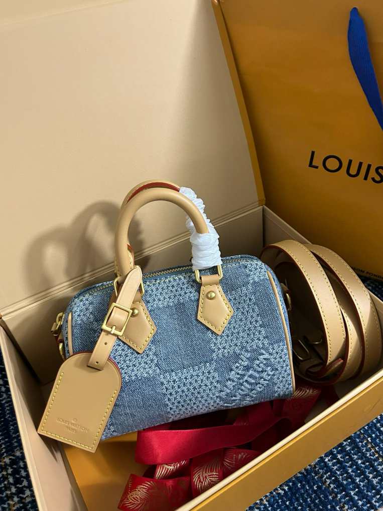 N40700 Pharrell Williams Damier Denim 3D  Speedy 25 Bandouli?re  N40682  Speedy 18 Bandouli?re 18x12x10CM